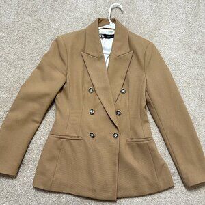 Zara Camel Double-Breasted Blazer – Size M